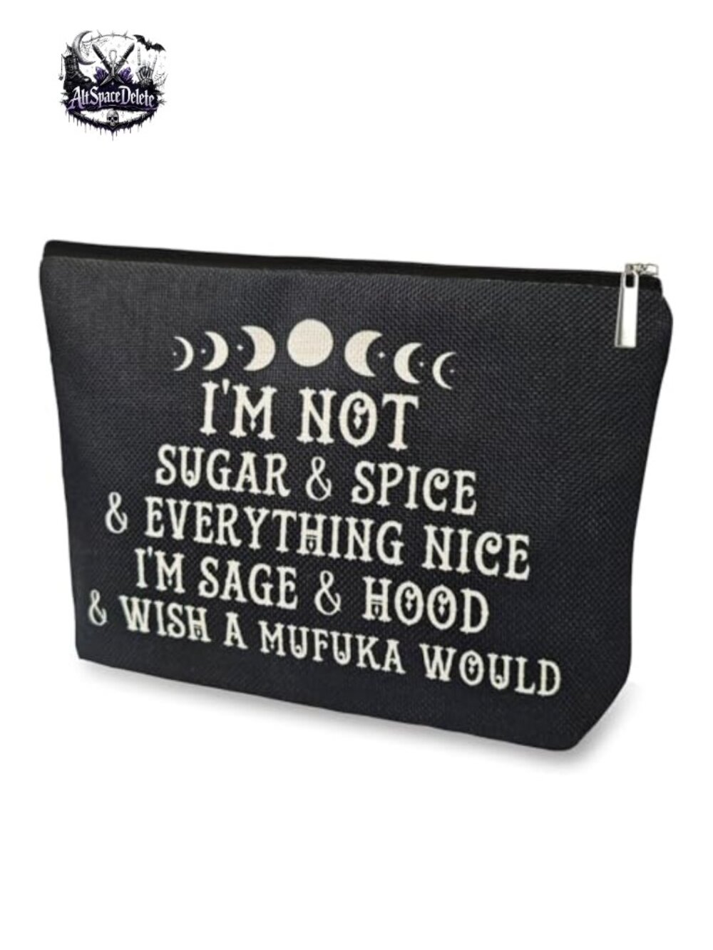 Goth Witchy Makeup Bag Linen Zip Cosmetic Case Sun Moon Astrology